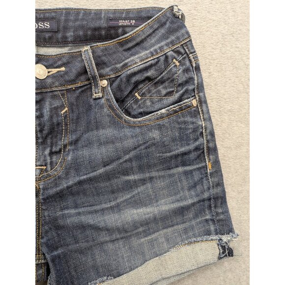 Vigoss Denim Shorts Womens Size 28 Blue Distressed Whiskers The Thompson Comfort - Picture 3 of 16